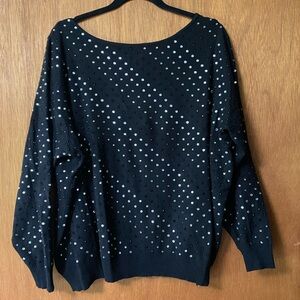 Belldini Black and Clear Rhinestone Studded Sweater